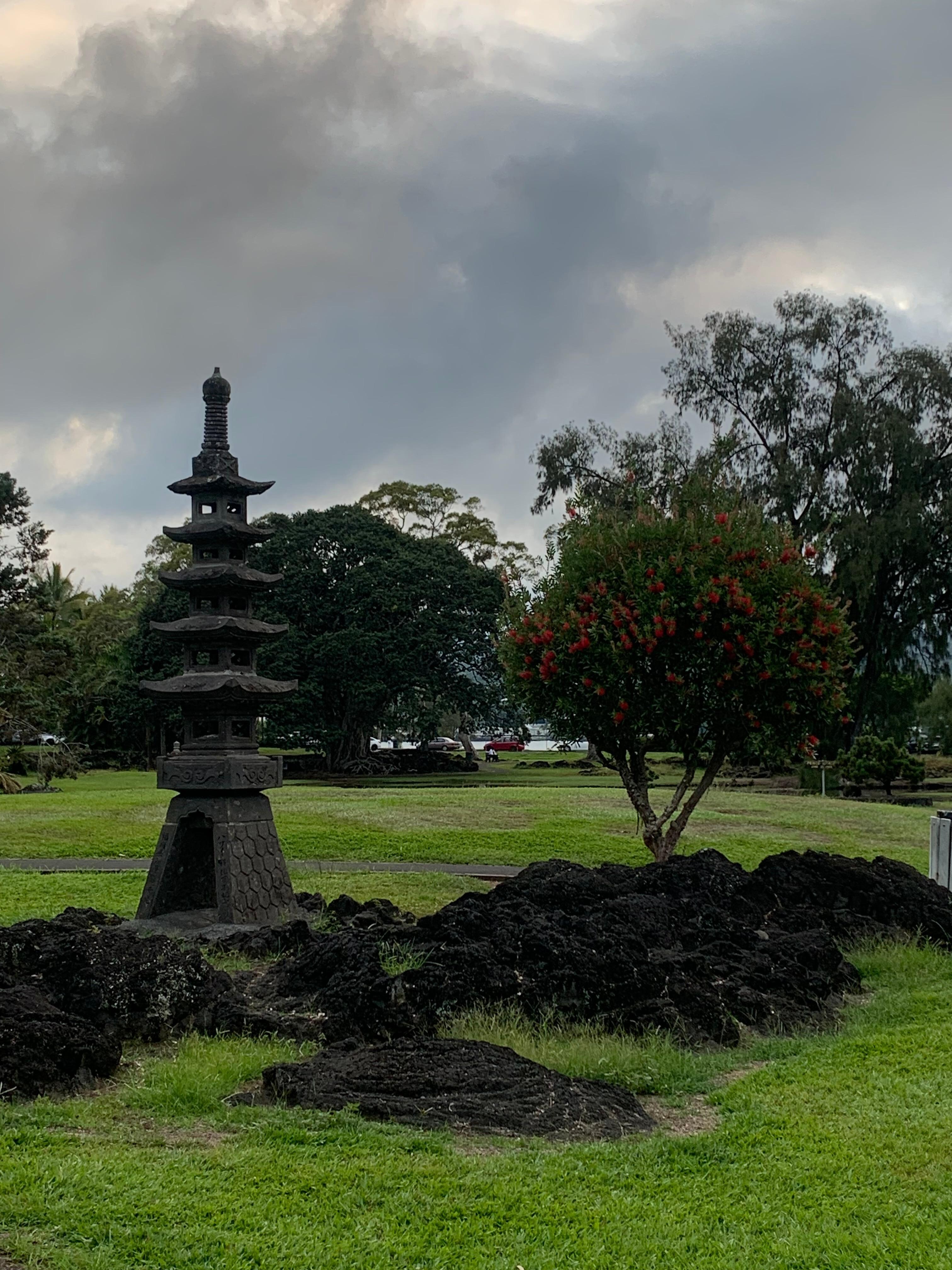 Japanese garden next to hotel