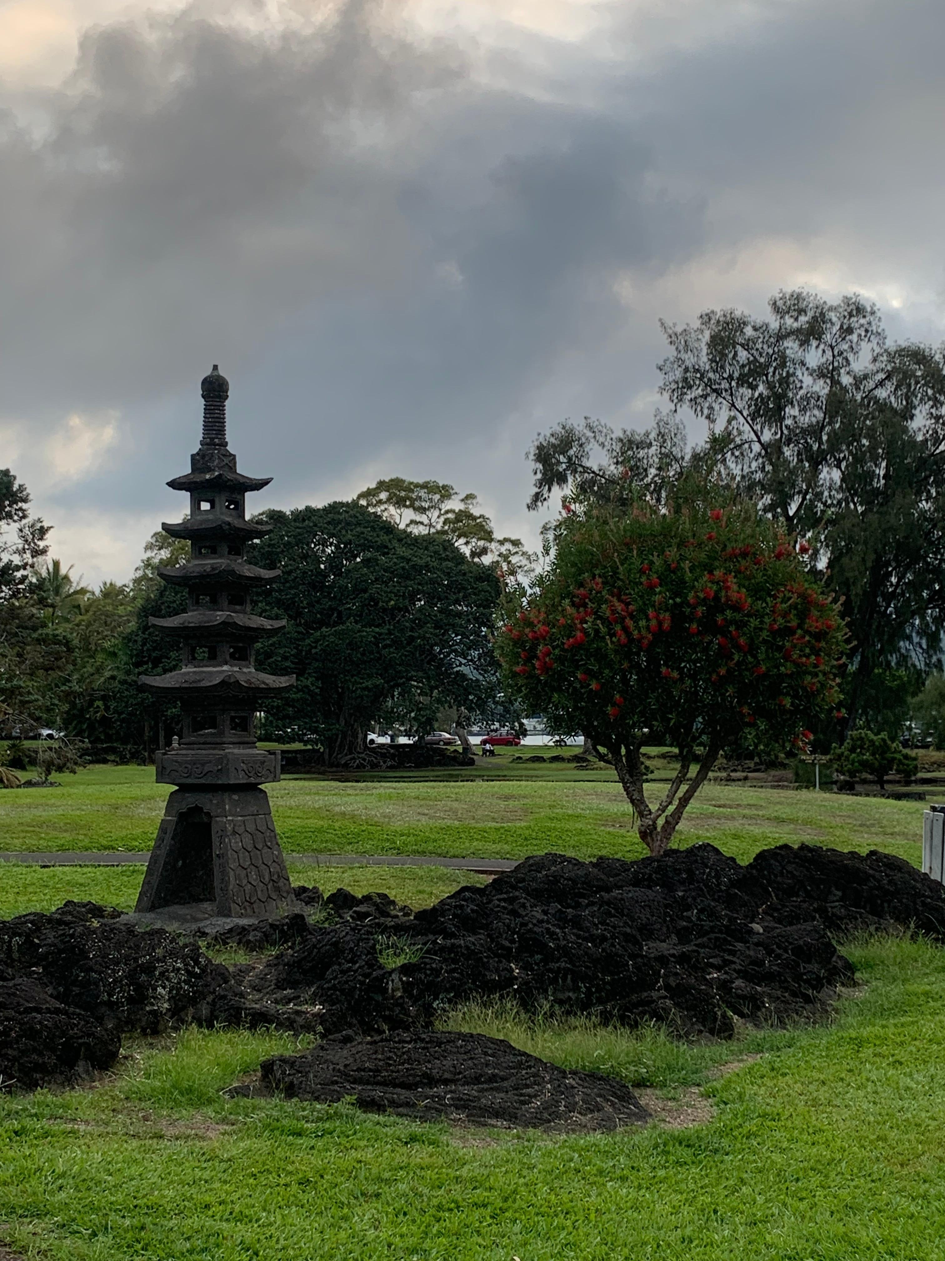 Japanese garden next to hotel