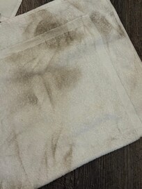 The floor from the shower rug