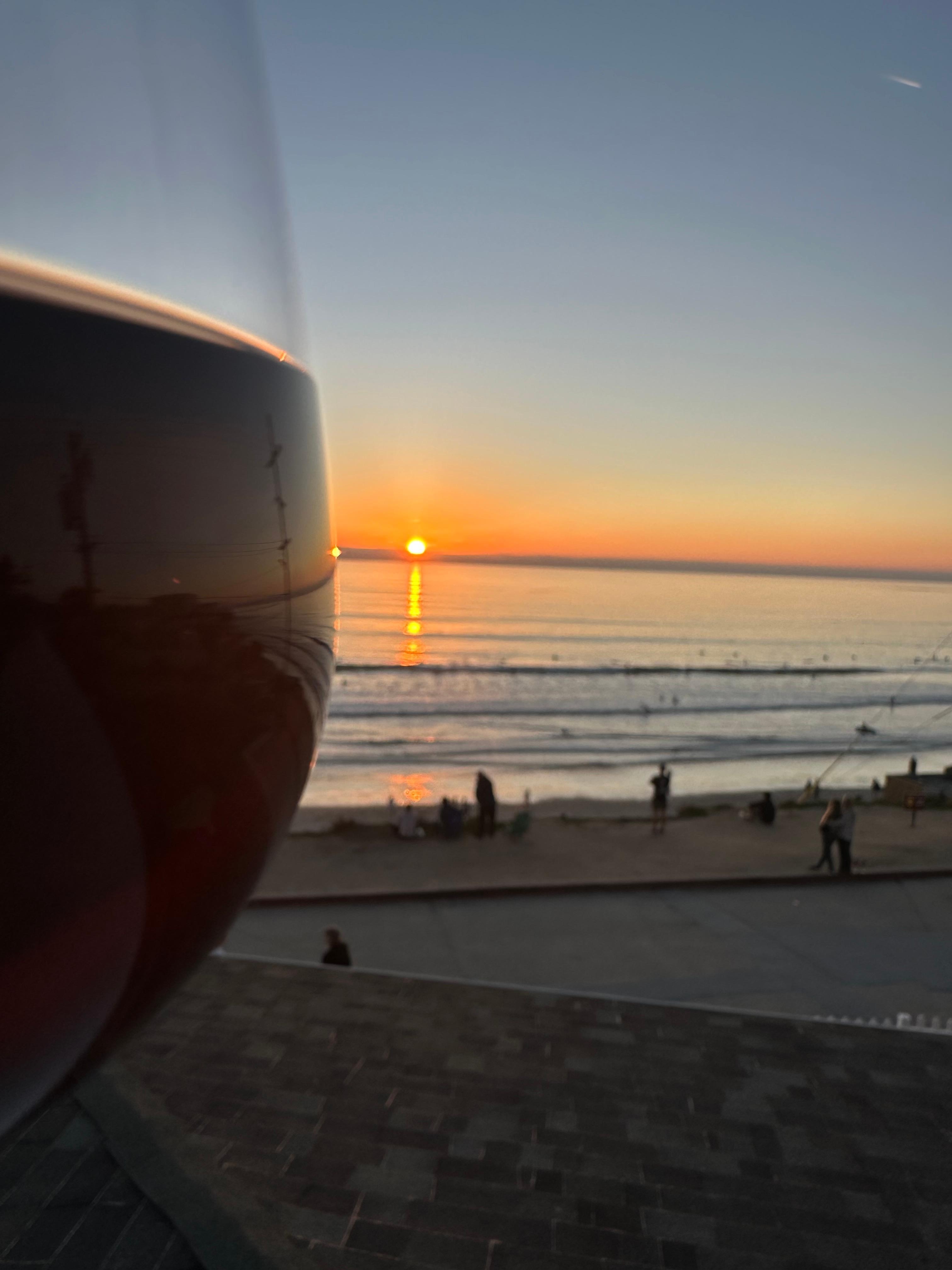 Sunset with a glass of wine