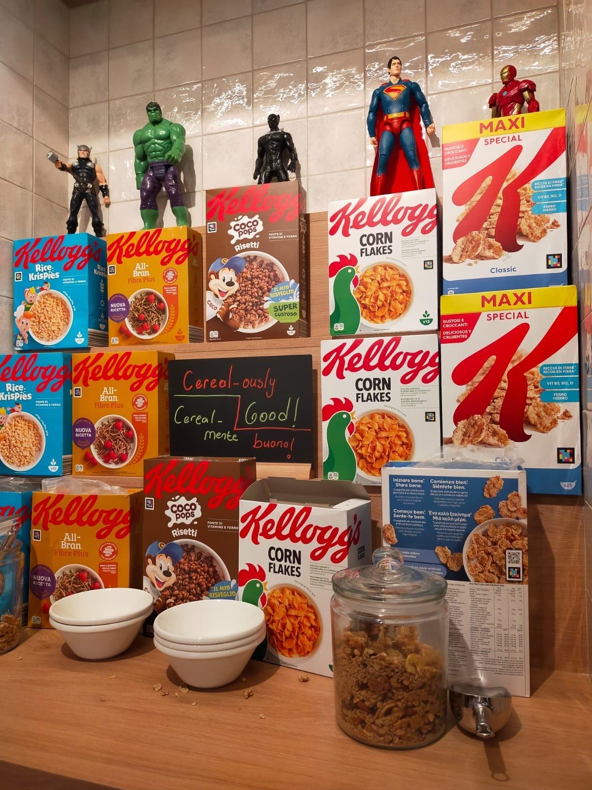 Piccola parte dedicata ai cereali presente a colazione
