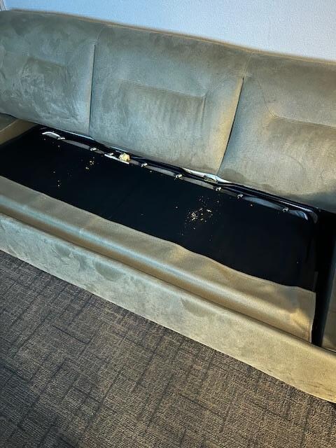 Took the cushions off the Futon