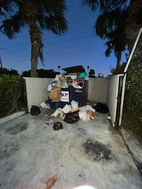 You have to take out your own trash they don’t take it out for you so this is the result of everyone entering their own trash.