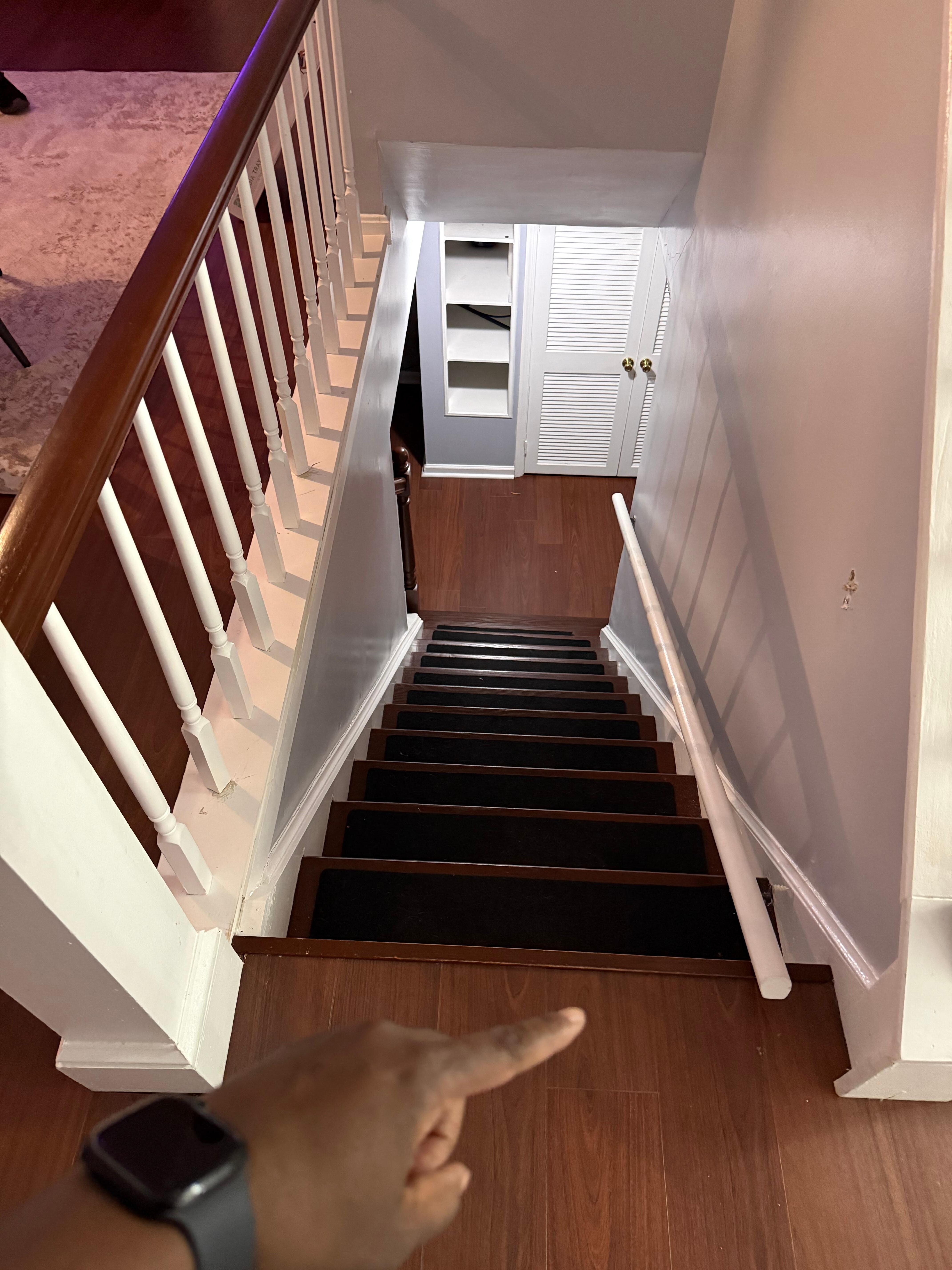 Handrail fell off the wall as my 70-year-old sister tried to climb the stairs from the first to the second floor. The steps were very shallow!