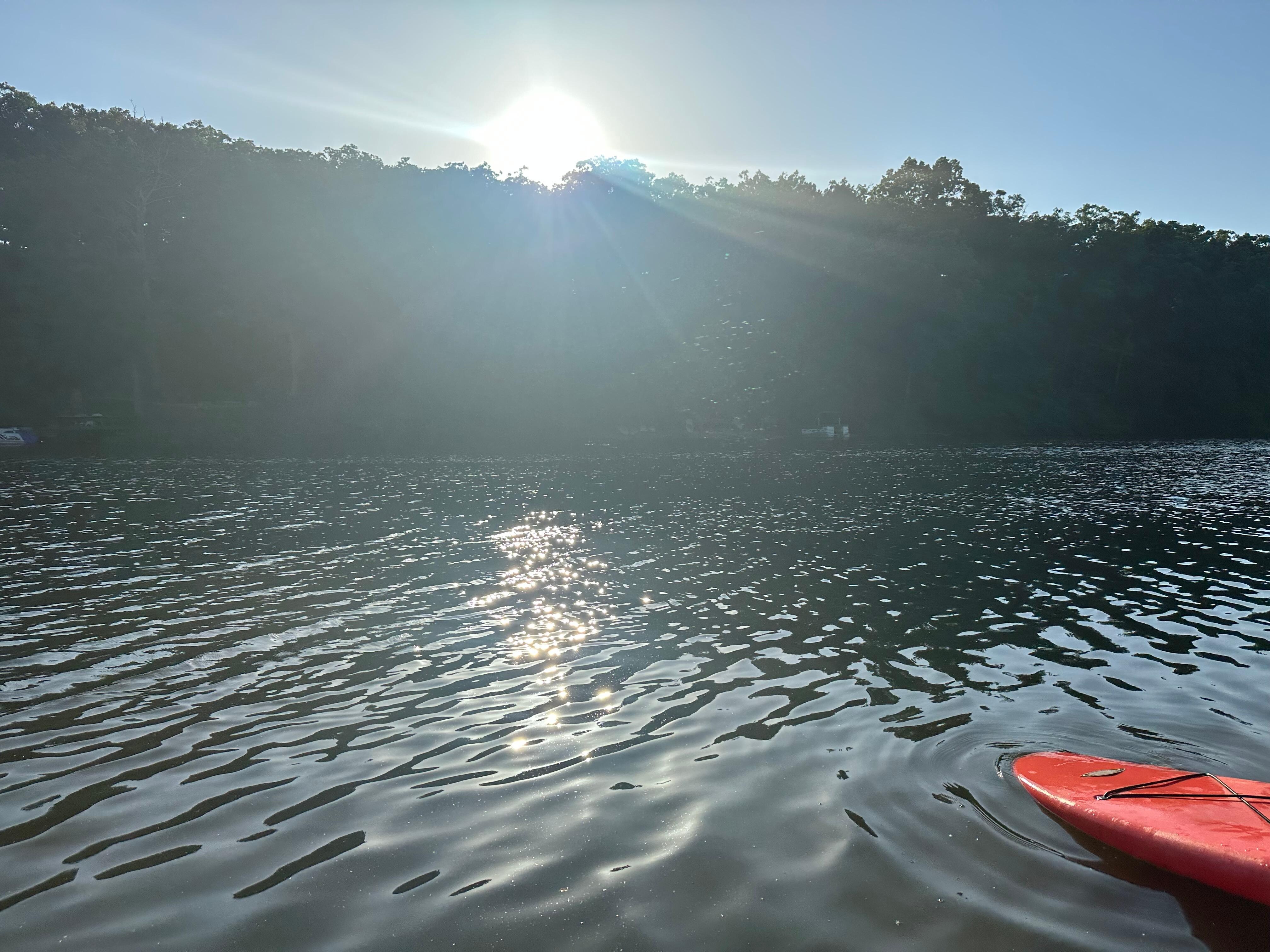 View from dock at sunset 