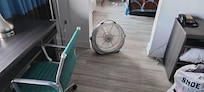 Fan being used to "cool" the other half of the room since there was no central air in here.