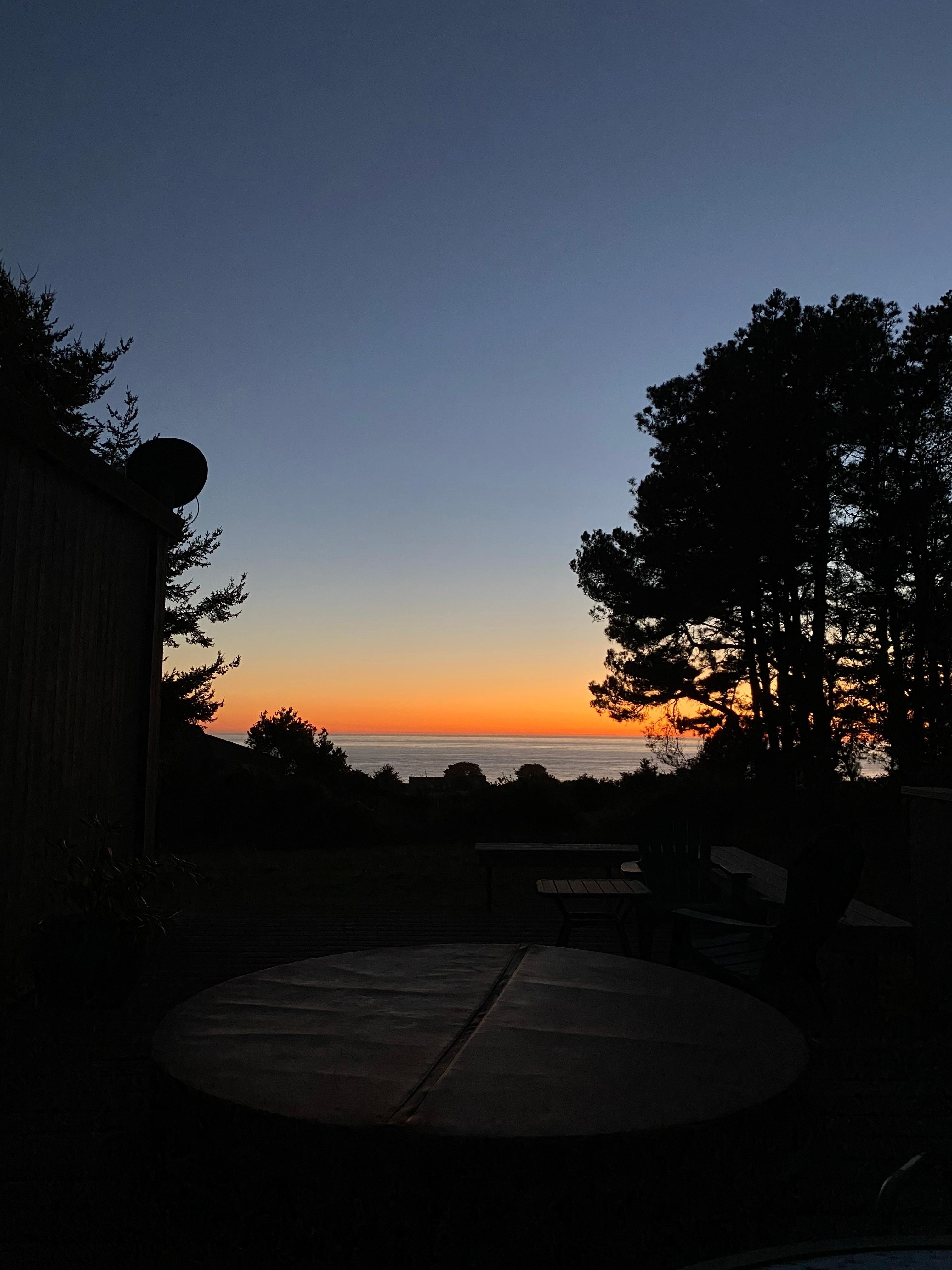 Sunset over the Pacific from the hot tub. 