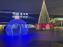 Outside the Golden Tulip hotel