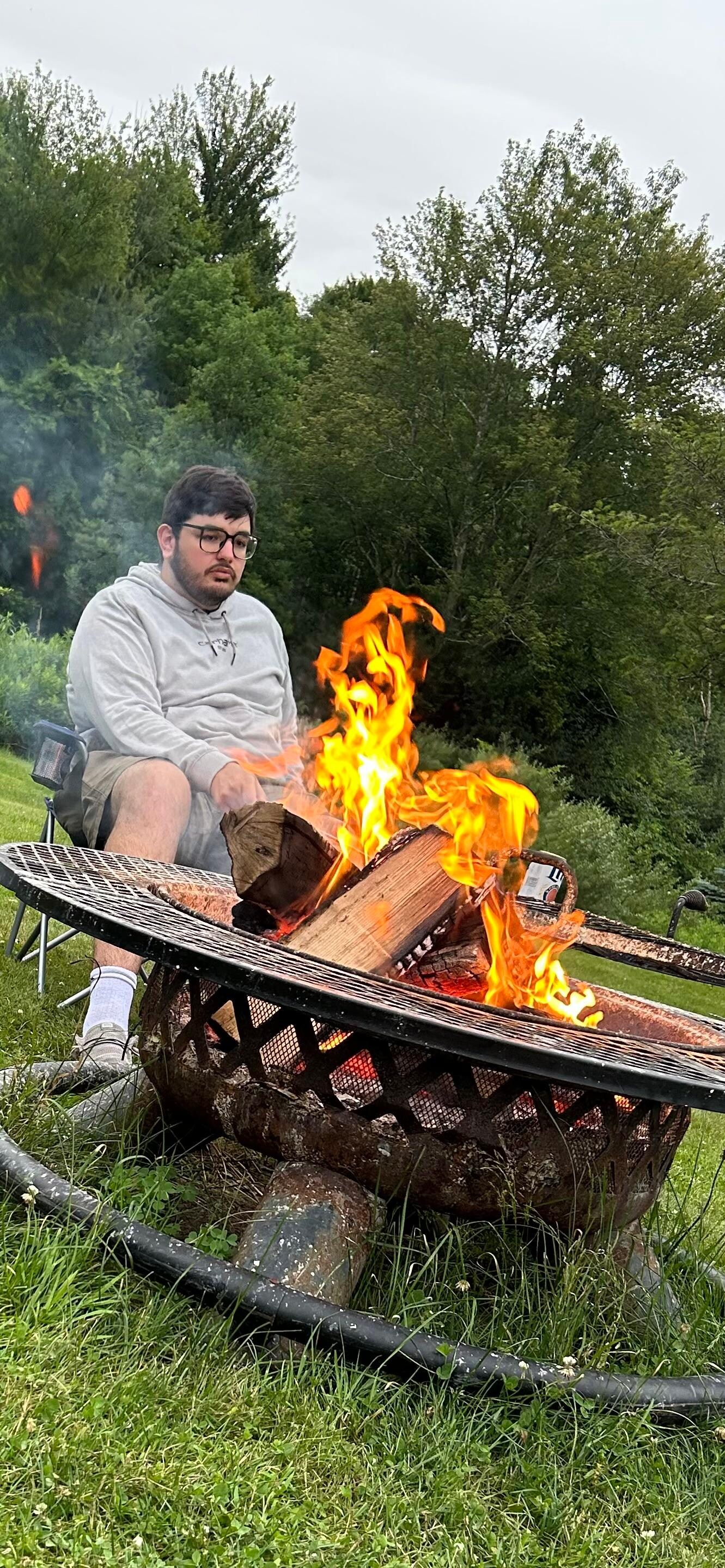 Sitting by the fire!