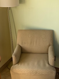 Stains all over the chair.