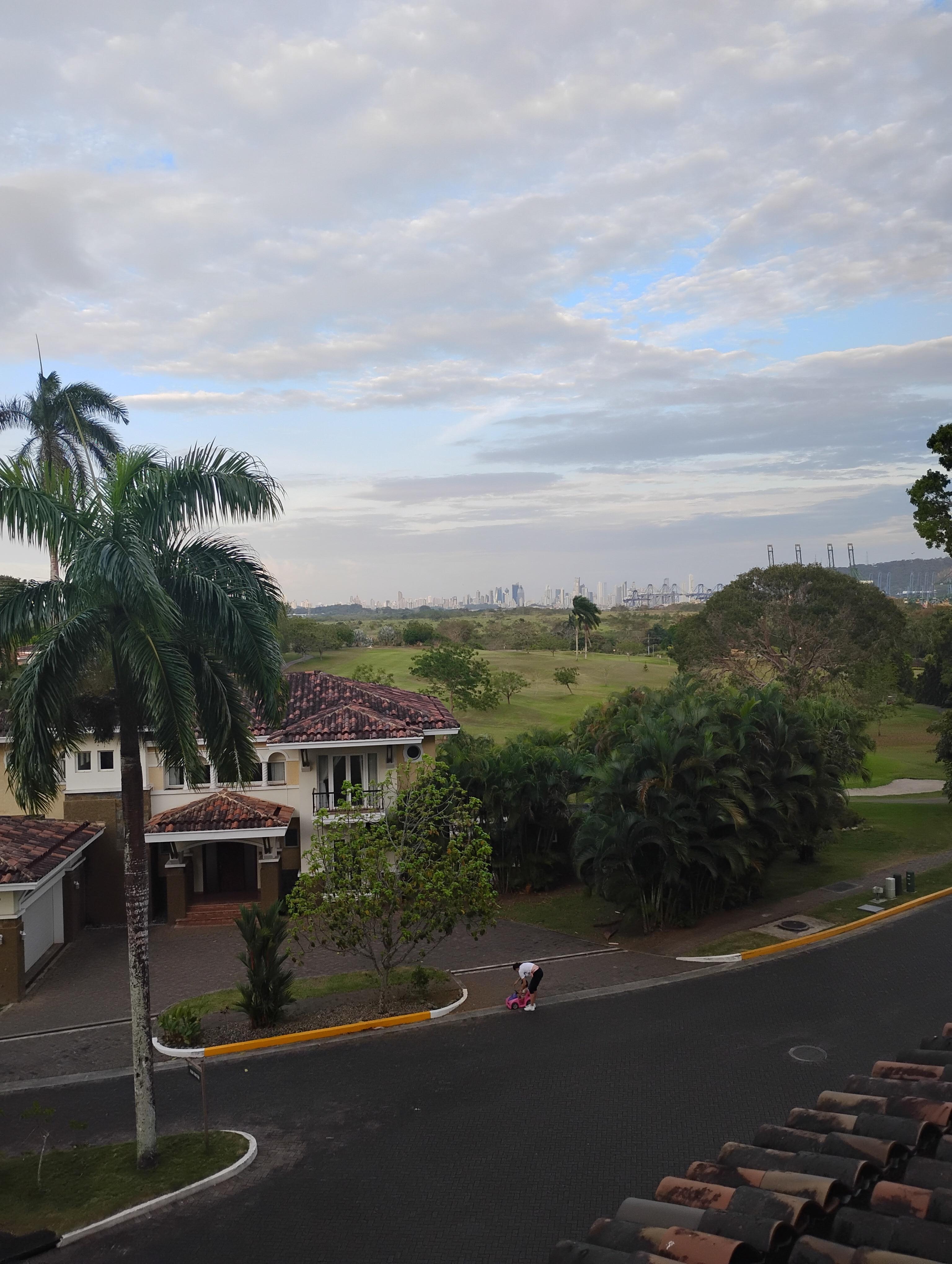 View of golf course,
Panama Canal and 
Panama City in background.
