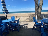 View of the porch looking onto the beach.