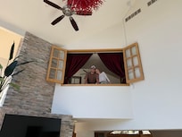 The bride and groom in the princess tower
