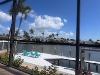 Sitting chairs on the deck on the dock