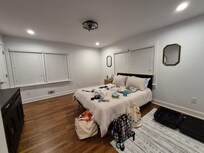 Master bedroom, with my items around and on the bed. Wonderful mattress and I slept really well!