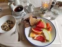 Devine spread for breakfast. And I eat healthy. Lots of delicious, meats, cheeses,eggs, pastries etc. Anything you could want.