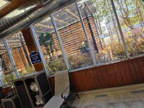 Loved the outdoor patio despite it being chilly but would be awesome in warmer weather. Great view of the lake from our room