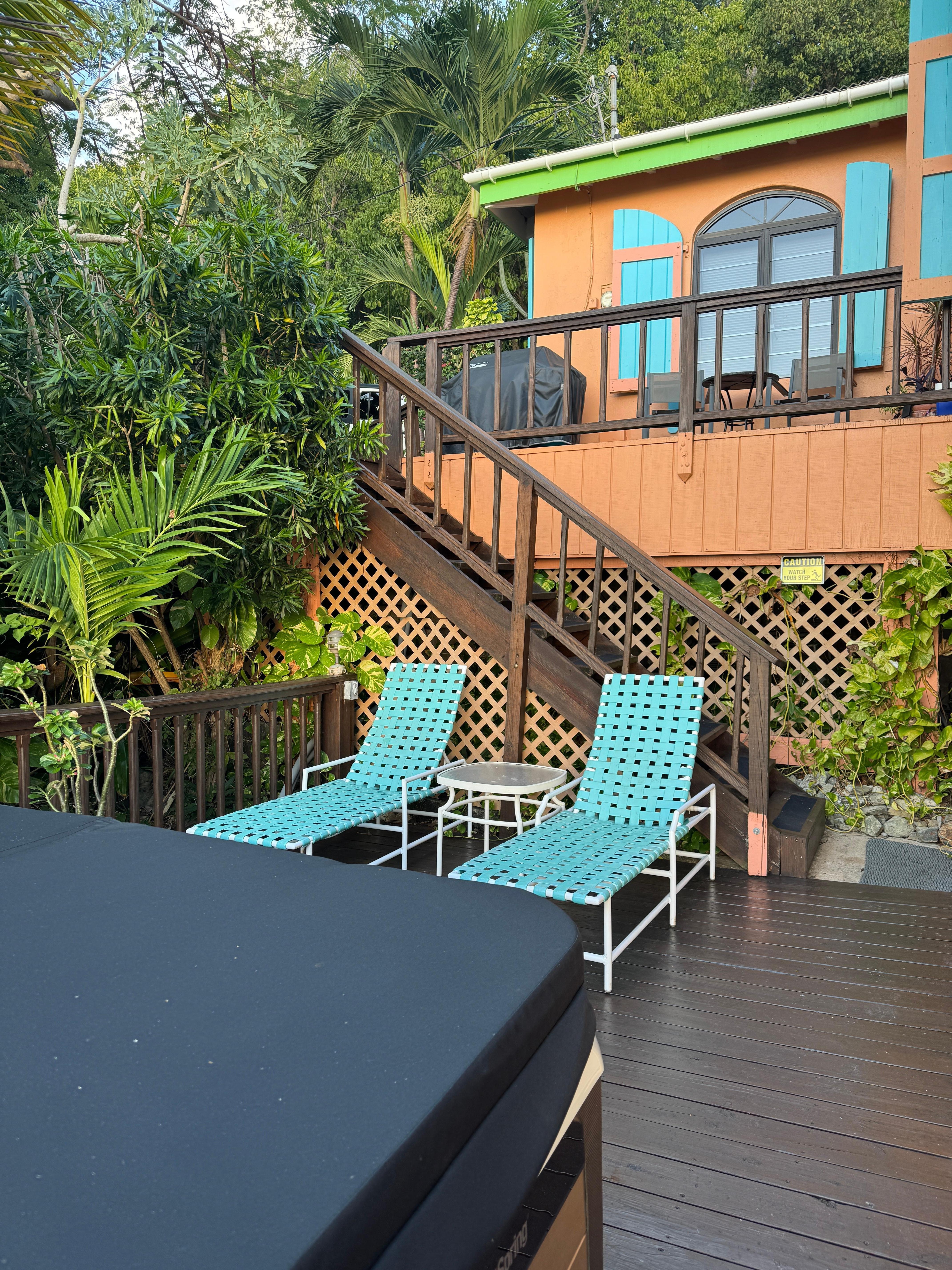 Looking up at the house from the bottom deck