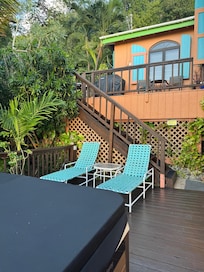 Looking up at the house from the bottom deck