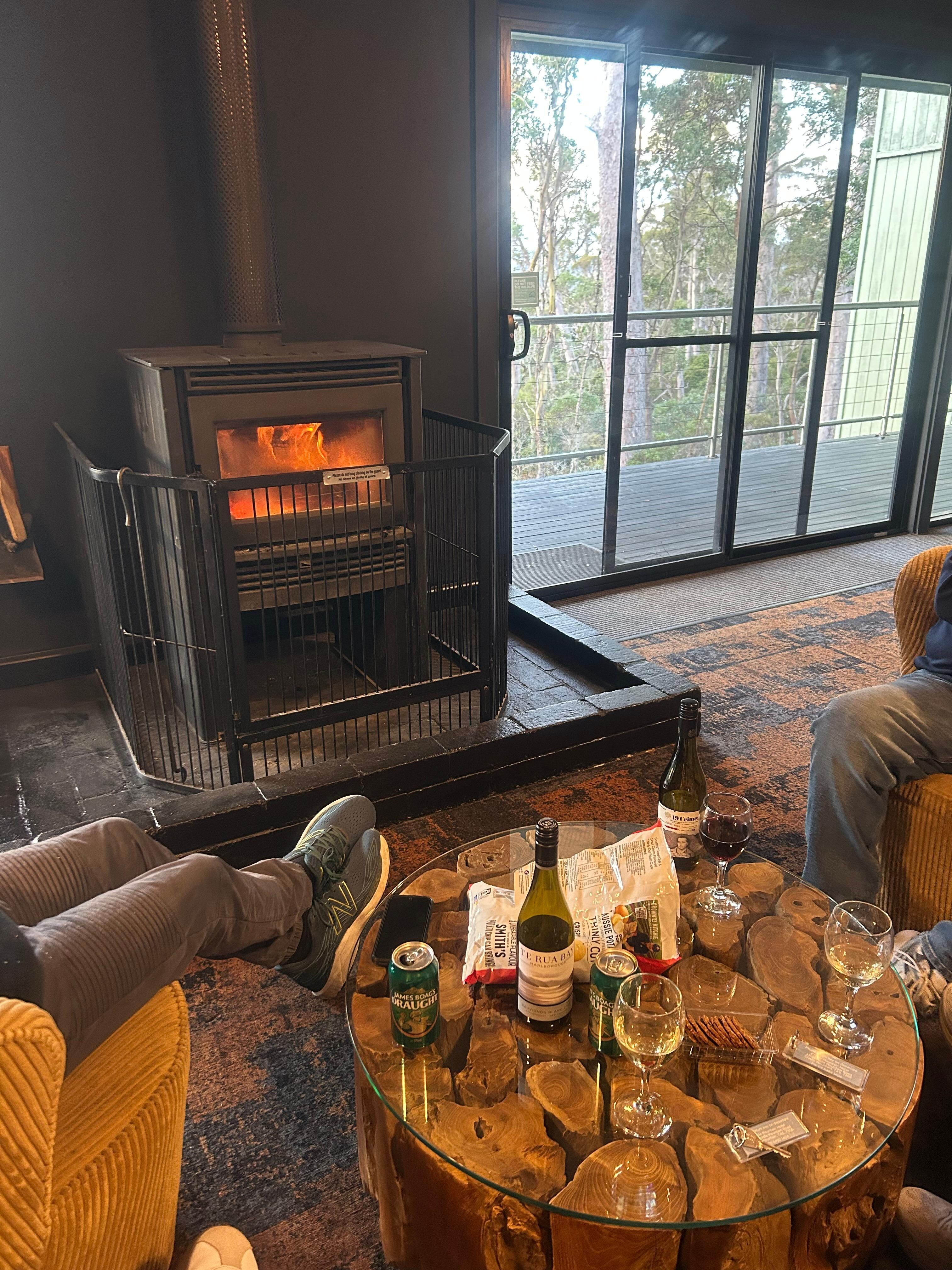 Fire in communal lounge area. 