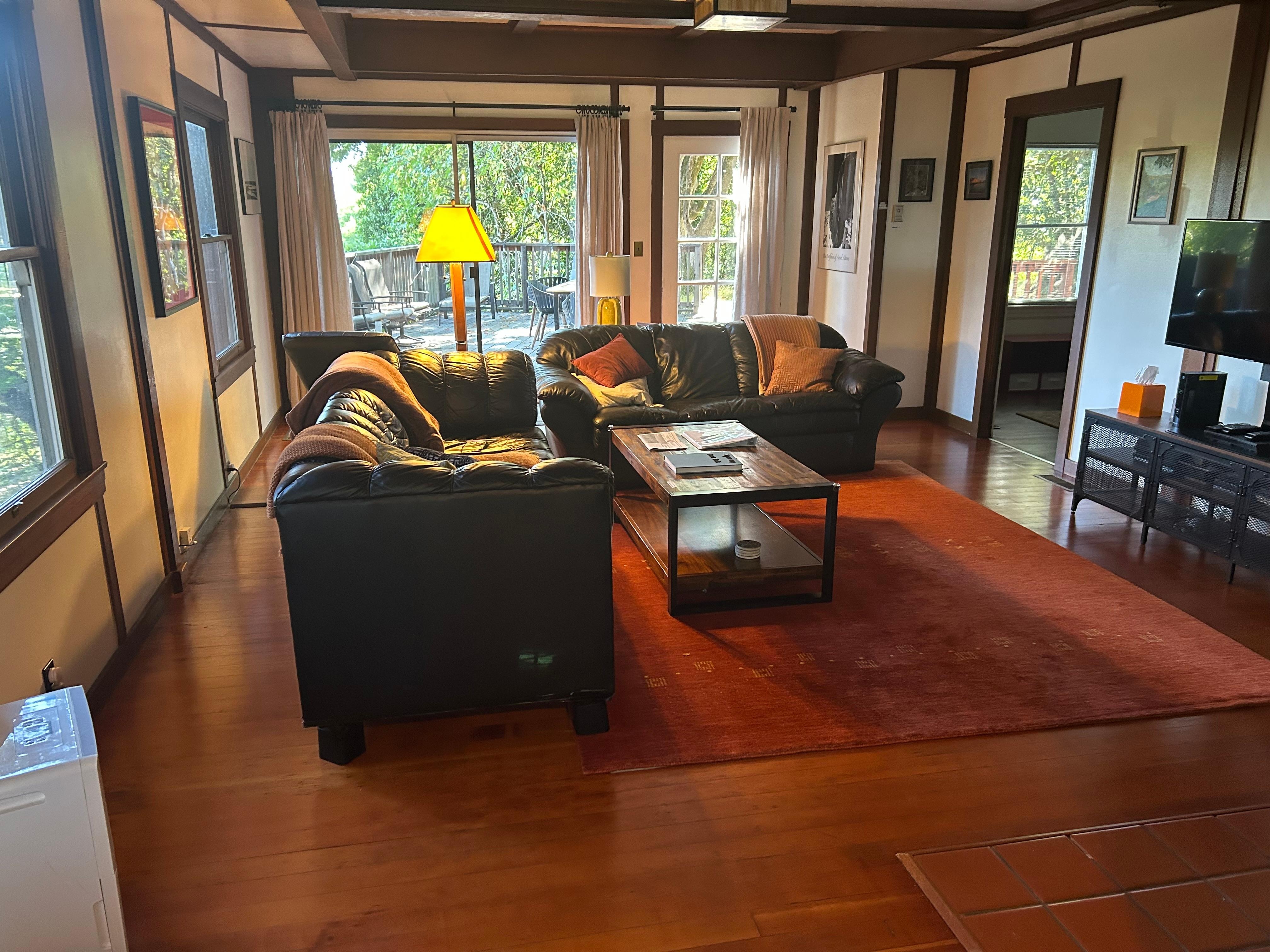 Living room looking east towards Tomales Bay