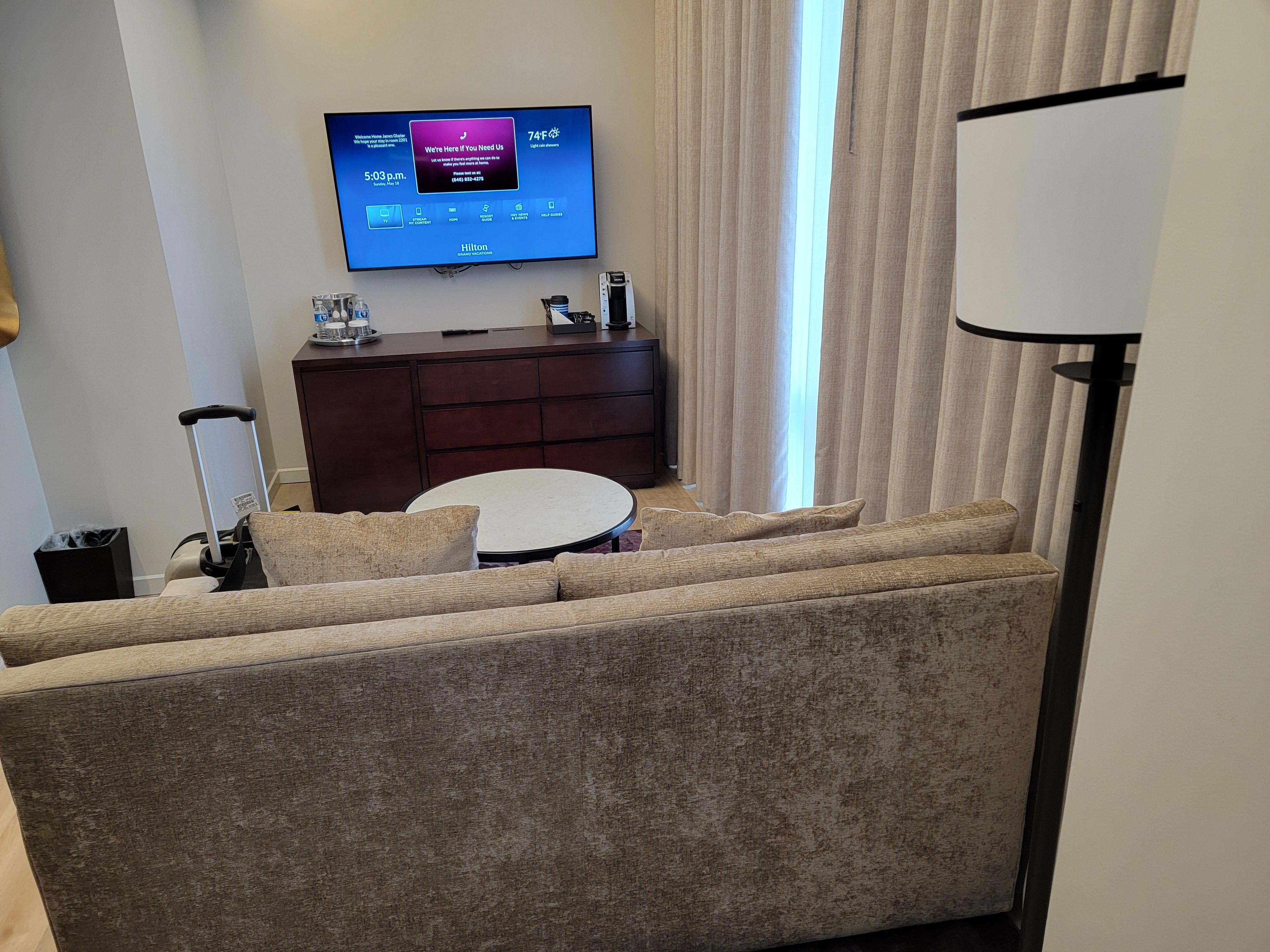 Living area of studio suite