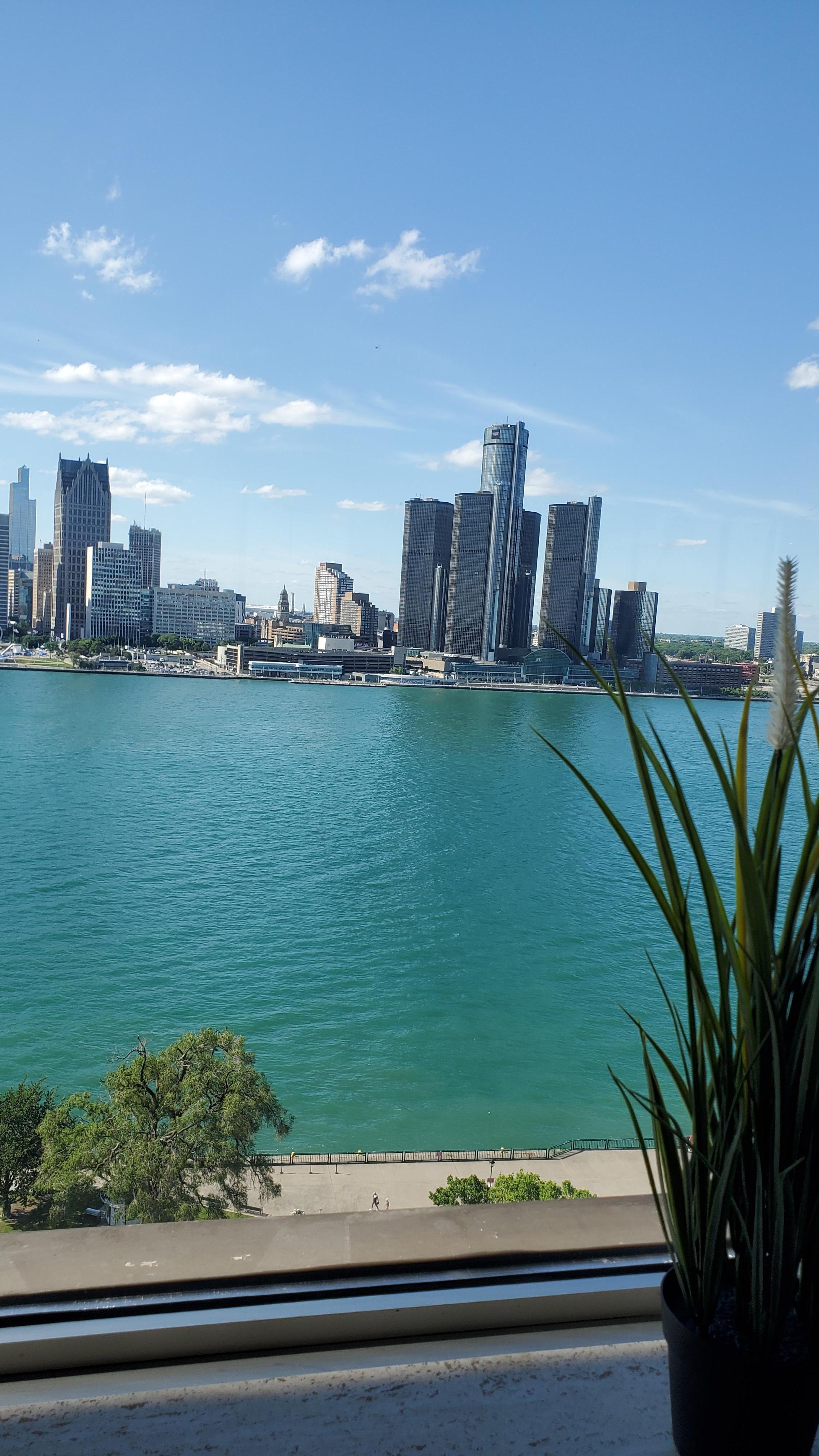 River view of Detroit from the Canadian side. Our hotel was located just off the river with a nice park and walking paths.