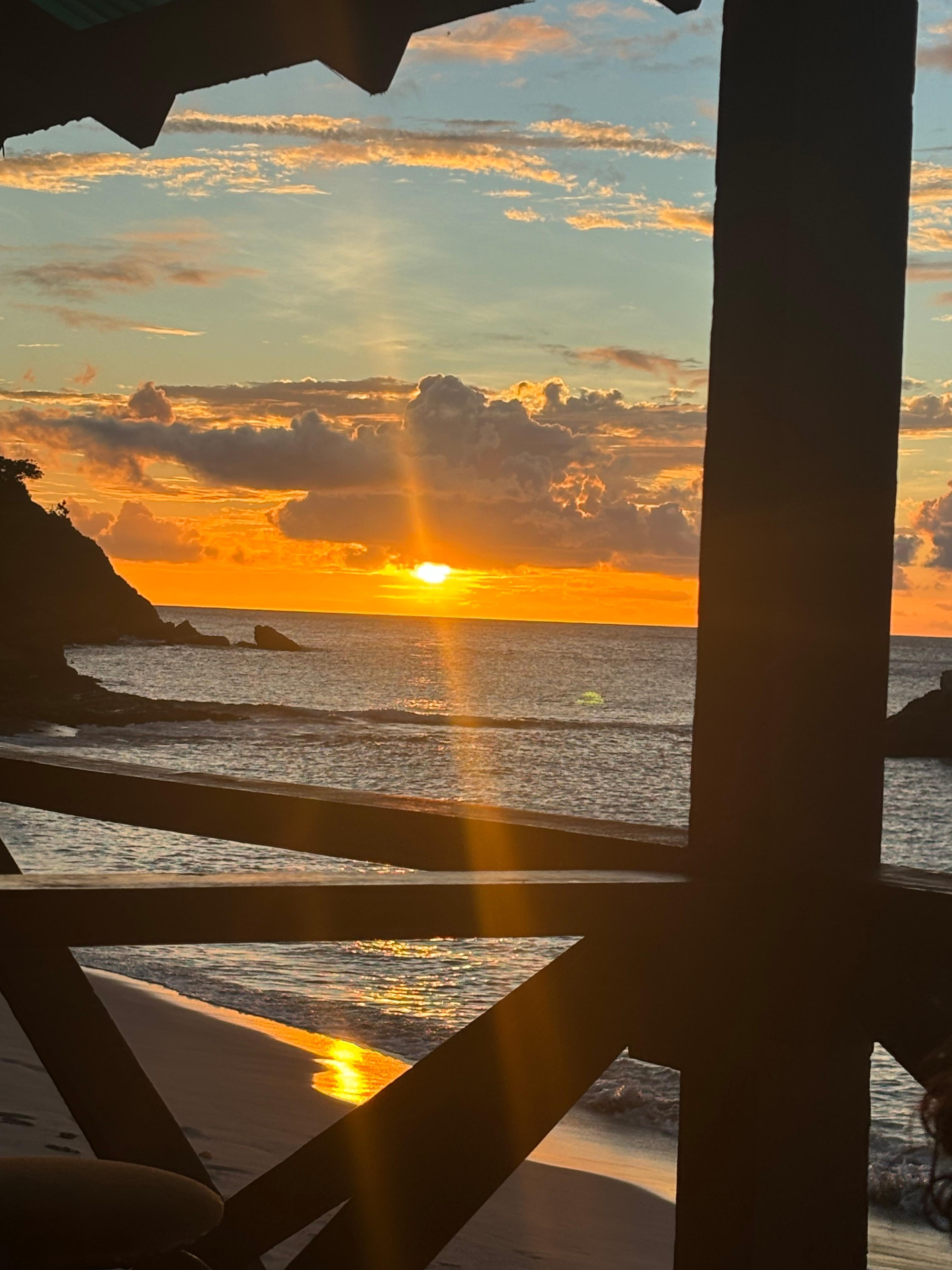 Sunset at Anse La Roche minutes away by boat to Boat 