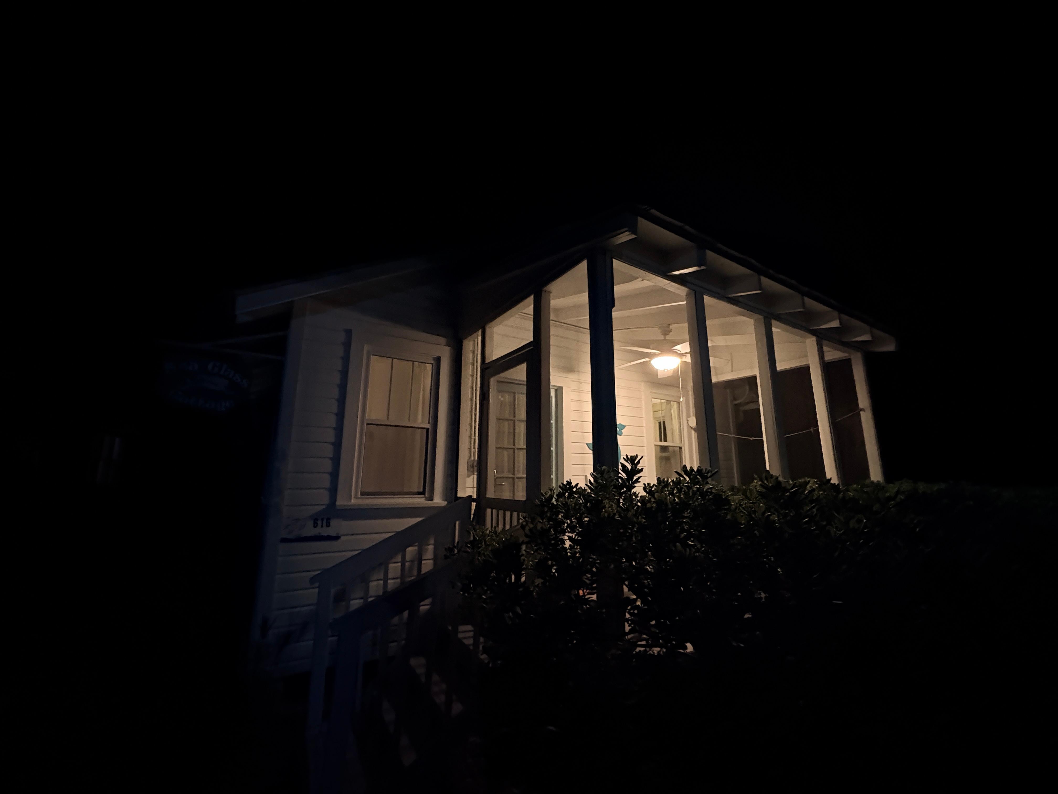 Arrival at the cottage after dark