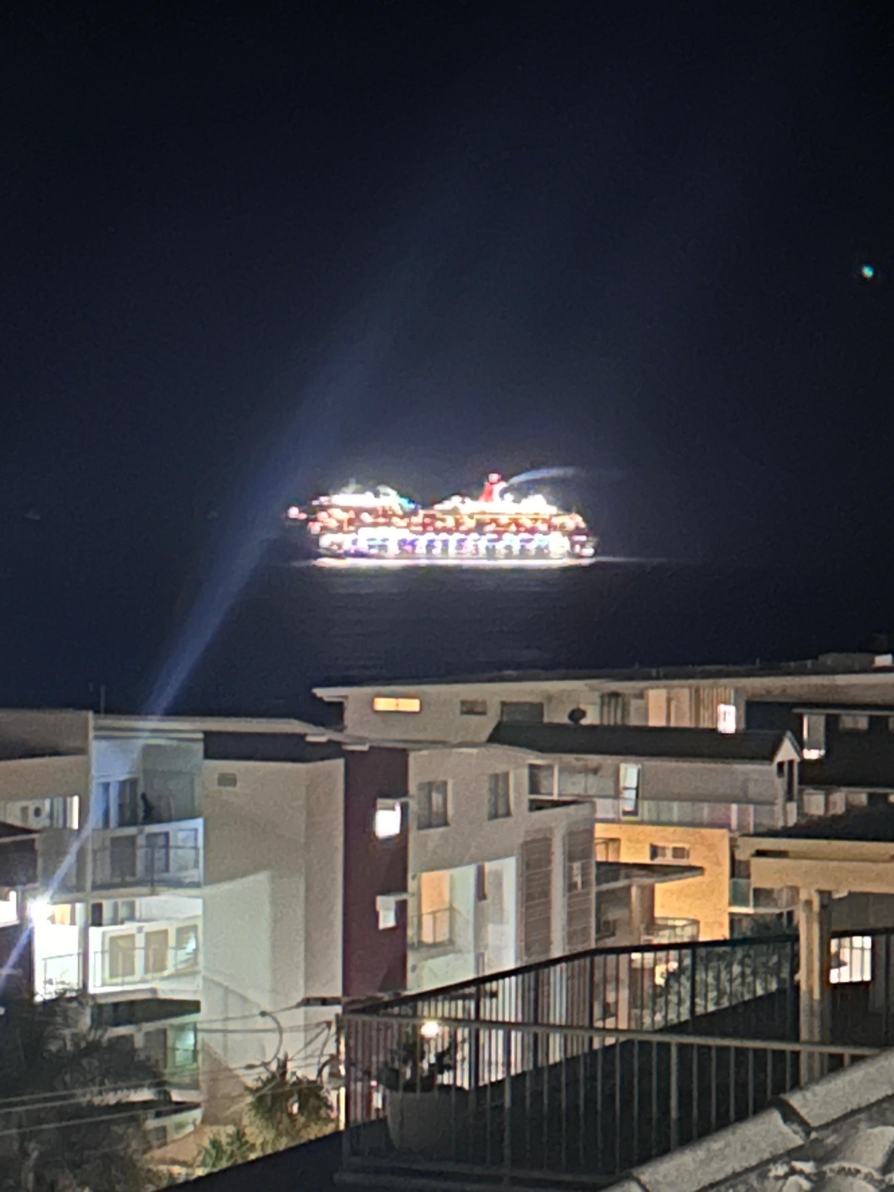 View from the roof watching the cruise ships. 