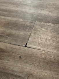 Damaged and lifted floor board