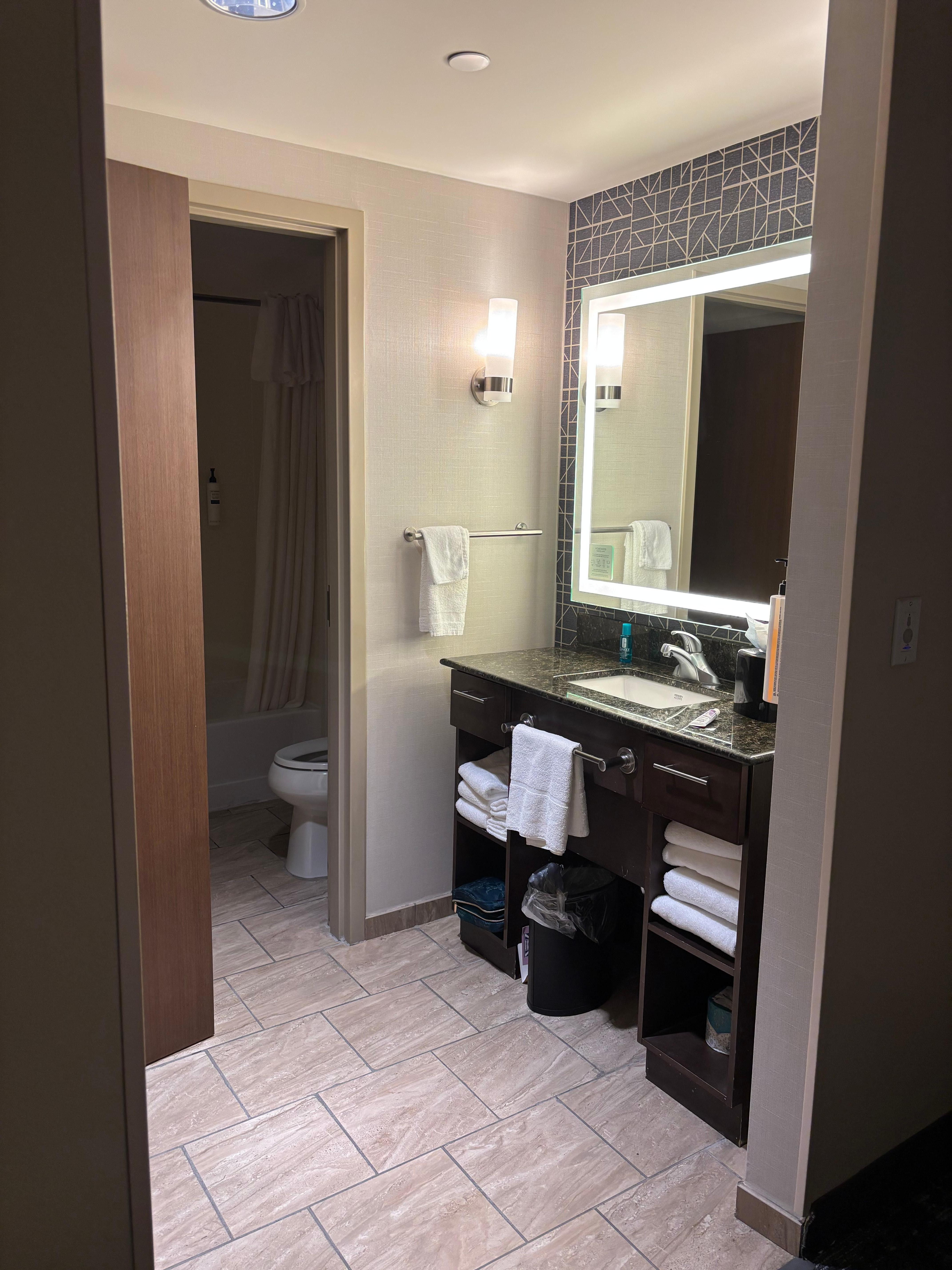 Bathroom had great lighting