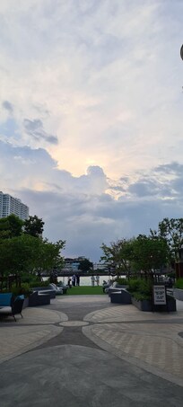 View of the hotel grounds towards the river.