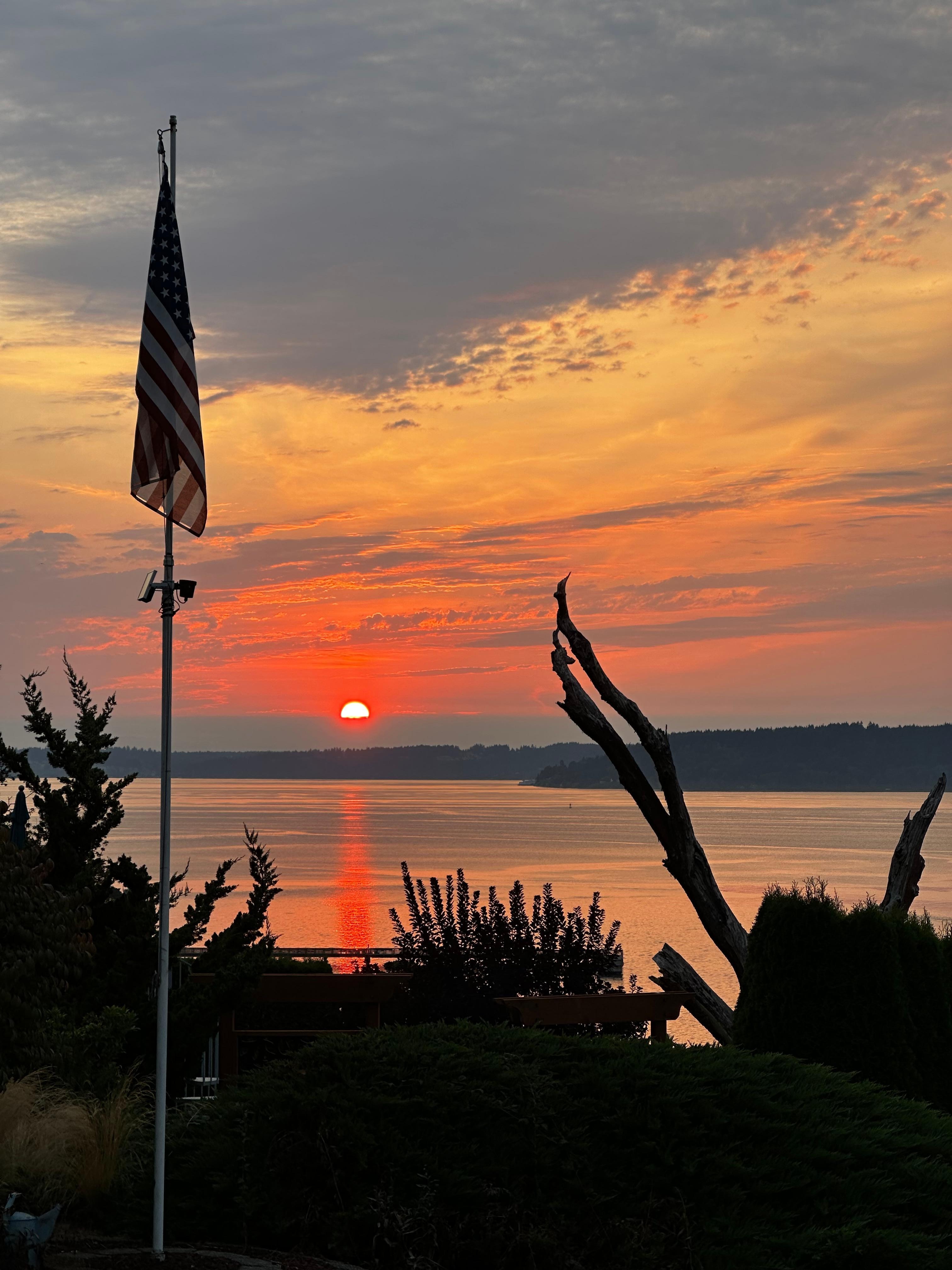 Sunset from the property overlooking Puget Sound. 
