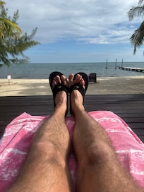 In the morning, drinking coffee, watching a beautiful view