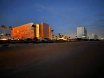 The hotel from beachside.