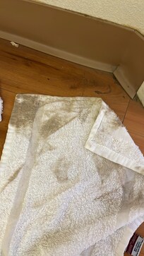 Towel after quick wipe of floor