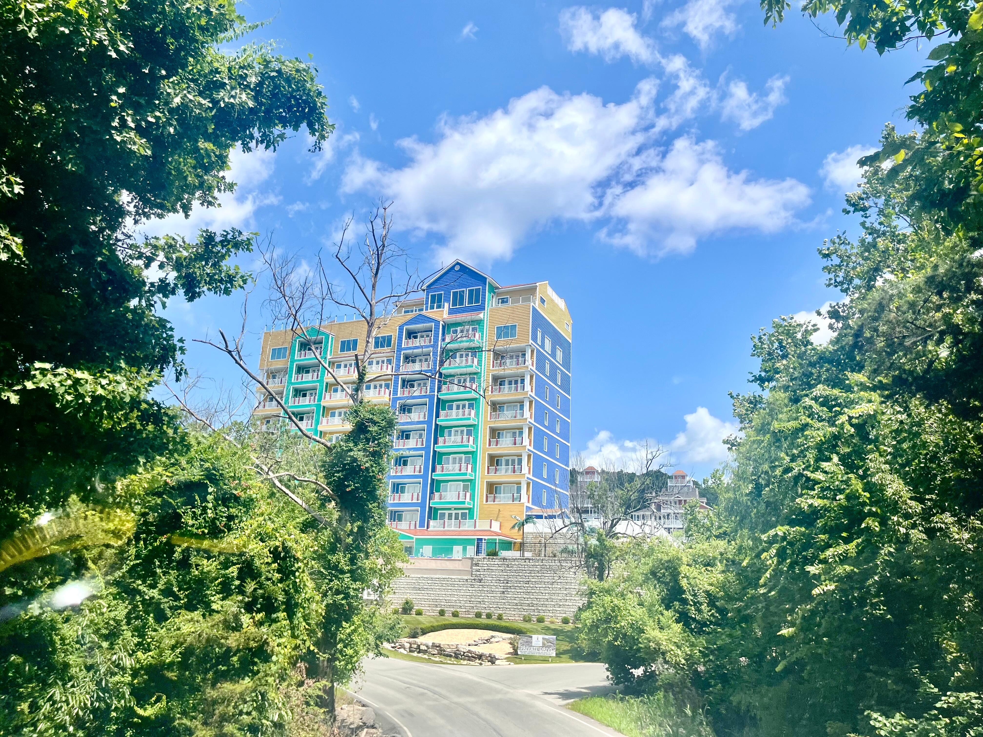 When you drive up, the colors are so pretty. This is the main hotel, condos are behind it 