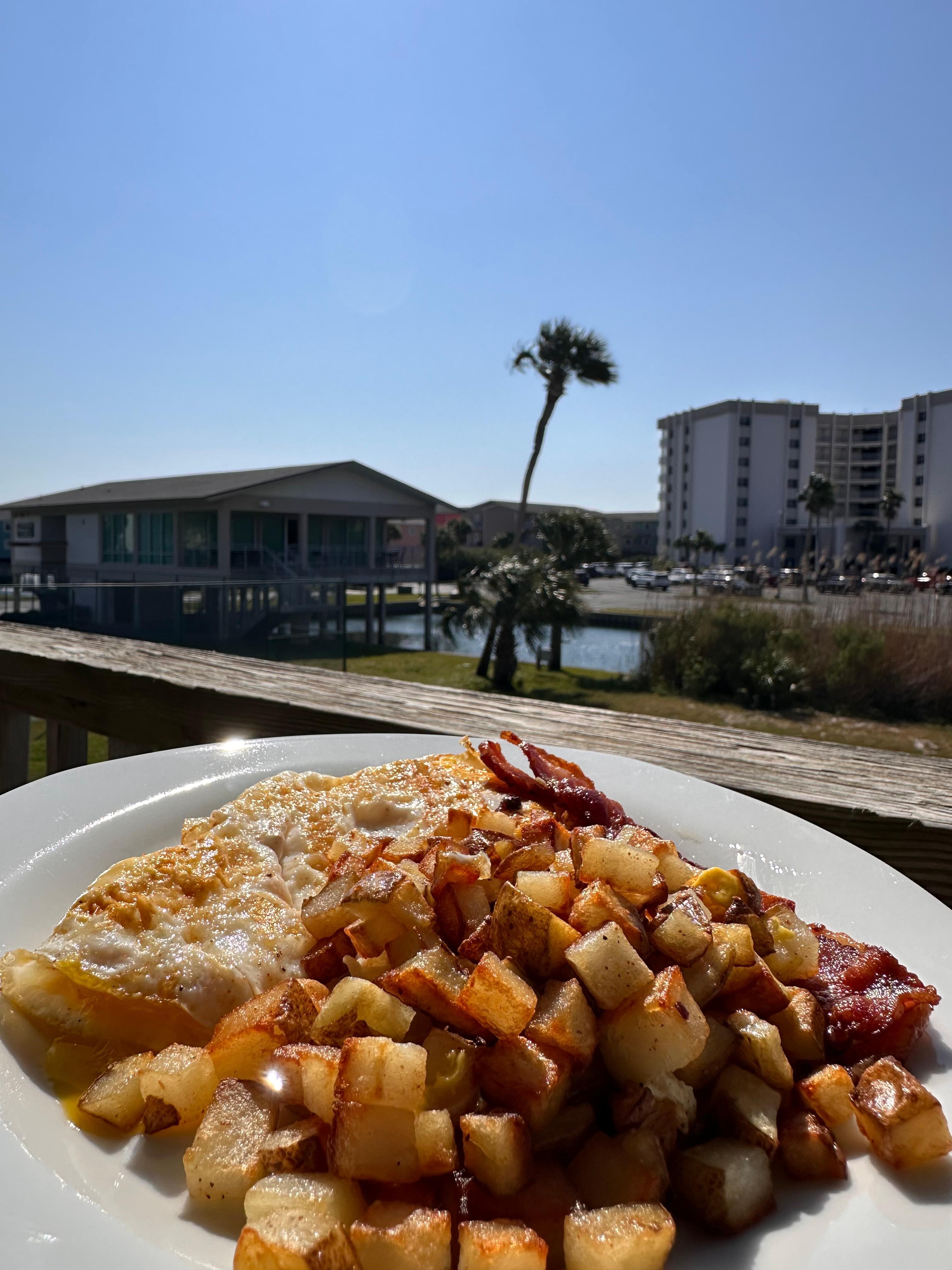 My breakfast view from the back porch.
