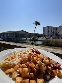 My breakfast view from the back porch.