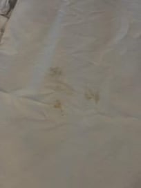 Stains on sheets that had been slept on and not changed