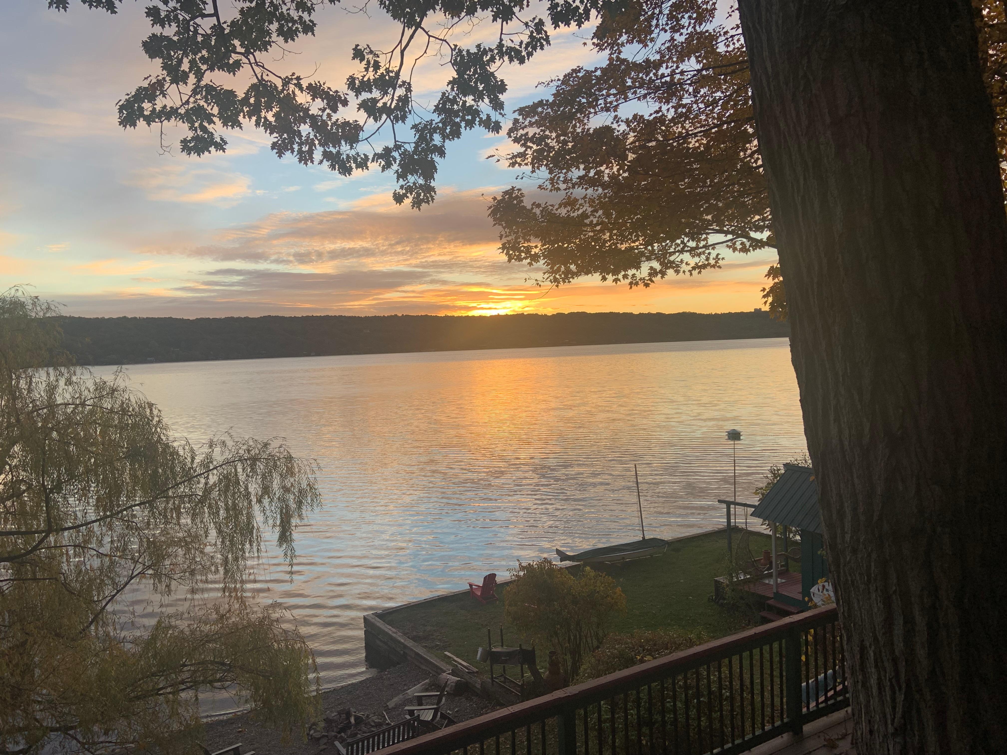 Sunrise over the lake was stunning.