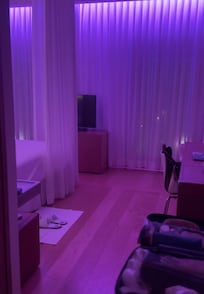 My room with the purple lights - this is turn down service - magical!