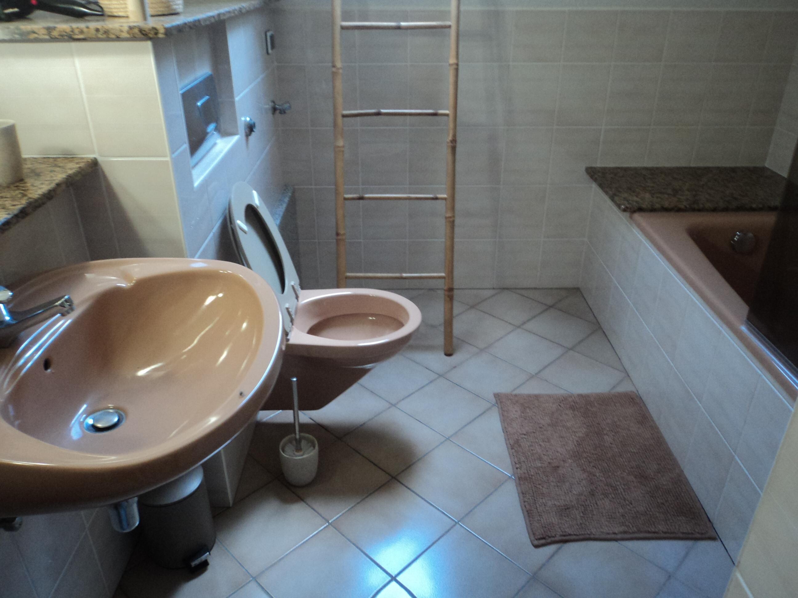 baignoire avec WC et lavabo