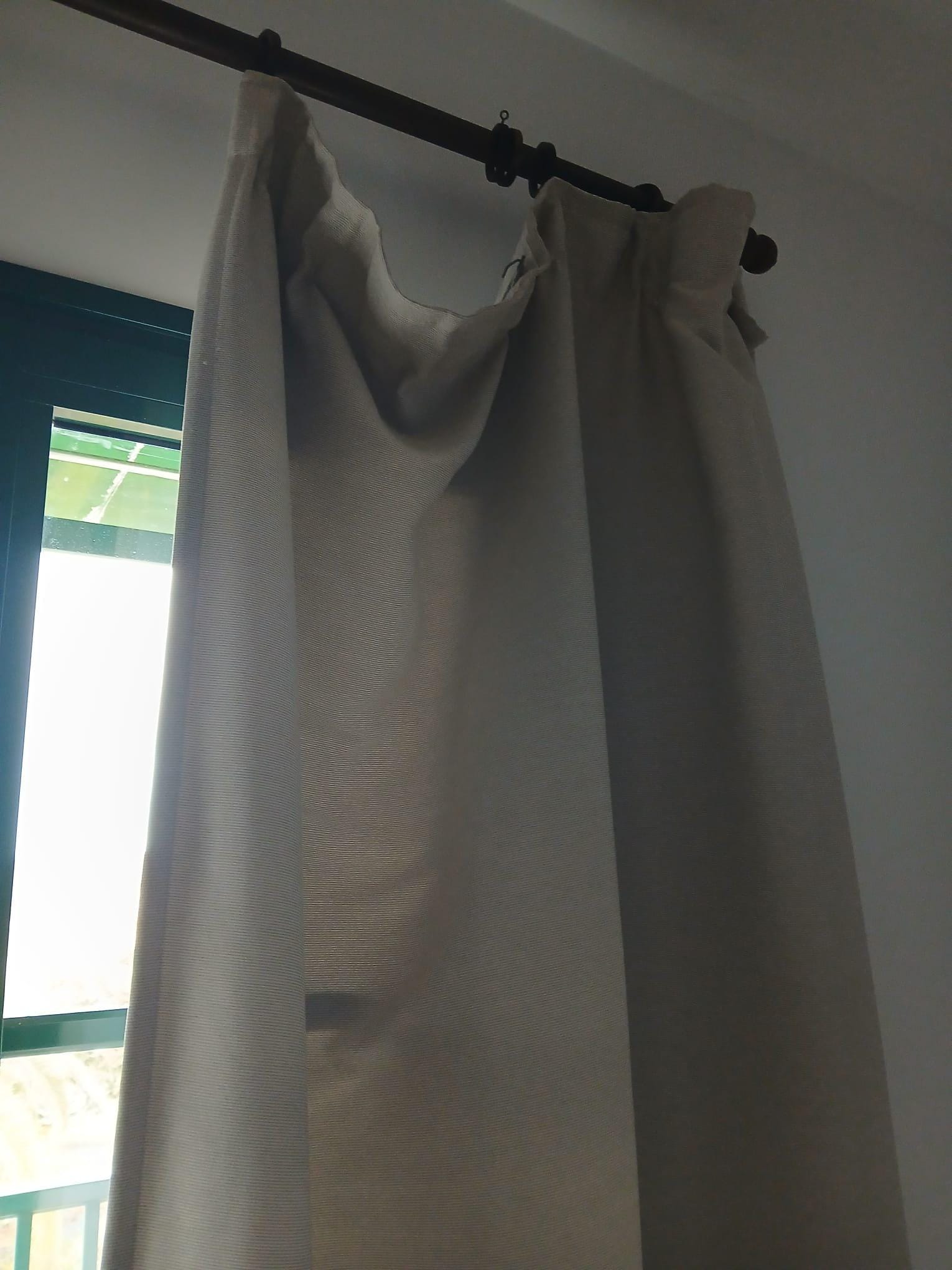 The curtains are just hanging