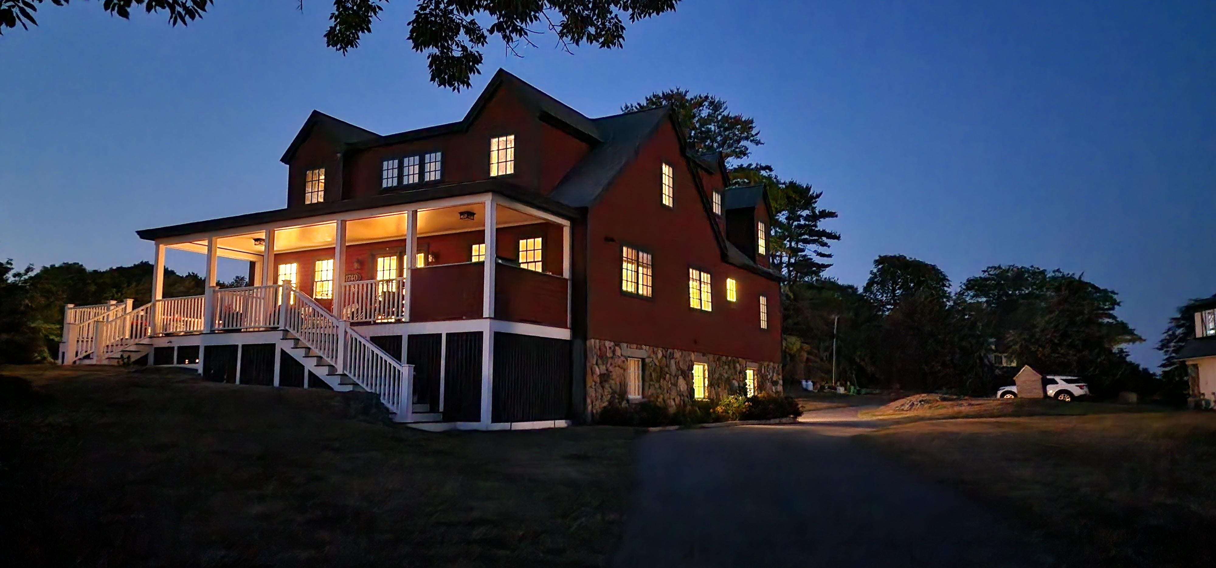 Evening view of the Red Cottage.
