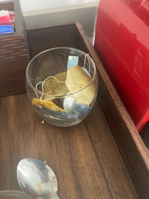 Dirty glasses after a housekeeping visit