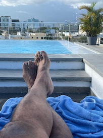 Relaxing by the pool