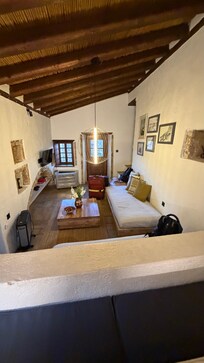 Cool medieval feel. Just know that there are stairs between the bedroom and bathroom!