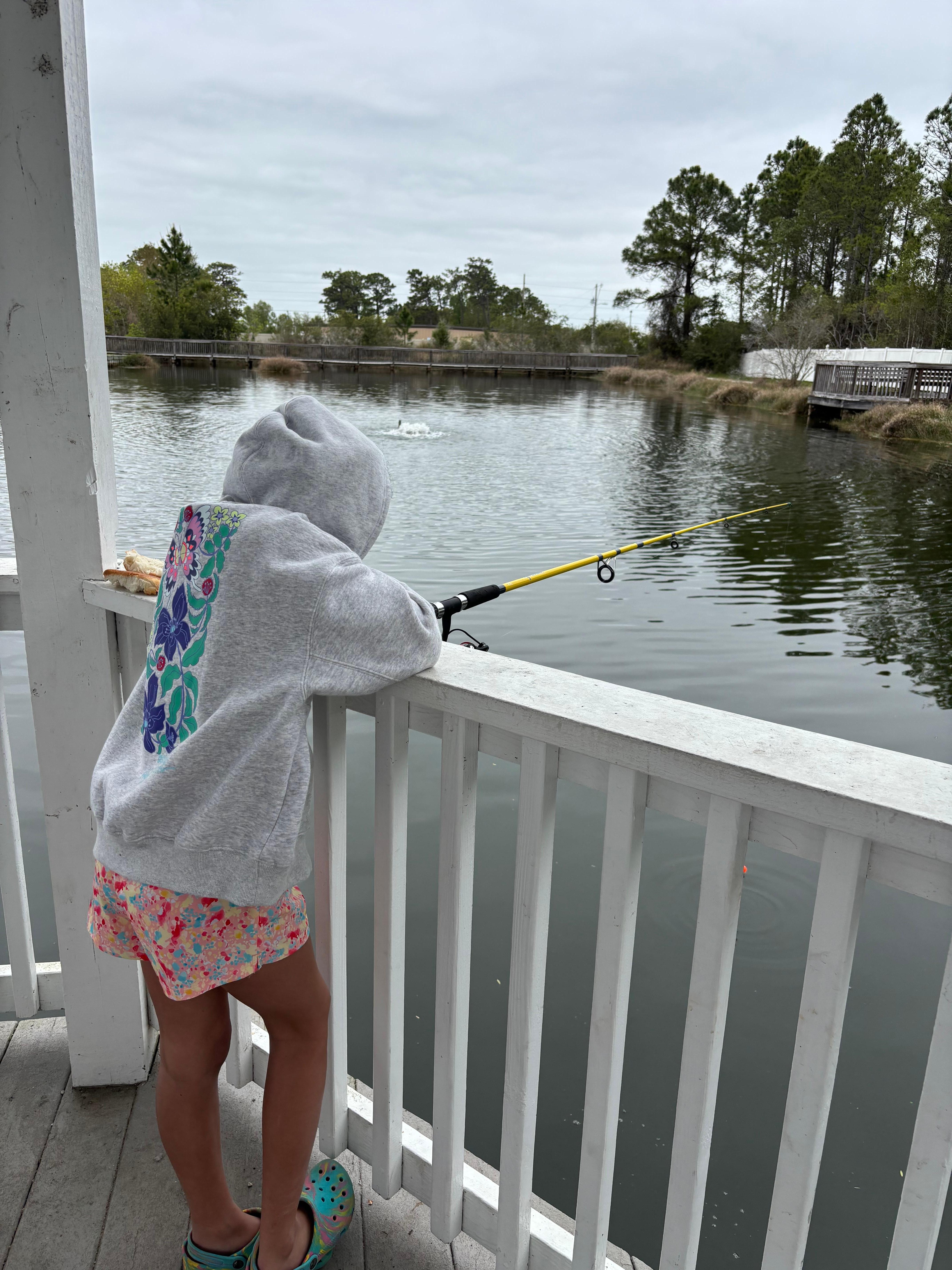 Fishing at the gazebo